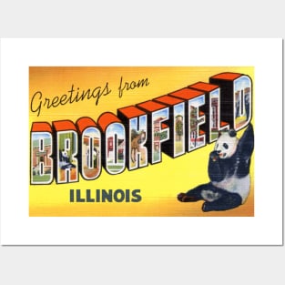 Greetings from Brookfield Illinois - Vintage Large Letter Postcard Posters and Art